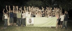 The approximately 70 participants to the GEO Days of Biodiversity at the Vjosa River. Photo: A. Guri