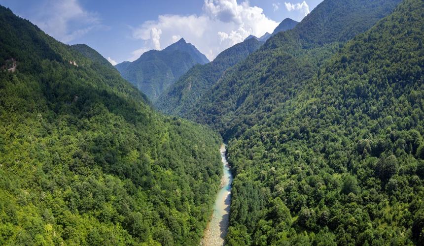 Neretva river upstream of the Ulog dam, which is already under construction. This area would be impacted by flushing. Bosnia & Herzegovina © Vladimir Tadic