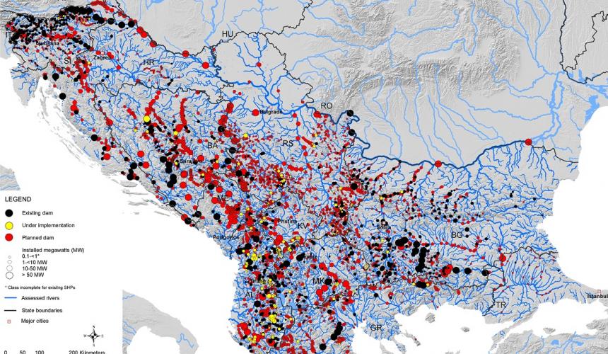 About 3,000 hydropower plants are projected on the Balkan Peninsula. Their construction would destroy the „Blue Heart of Europe“. Source: Fluvius