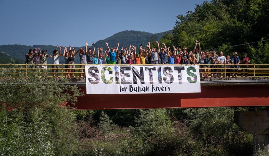 a total of 80 scientists and river defenders before moving base camp from Ulog to Glaveticivo © Vladimir Tadić