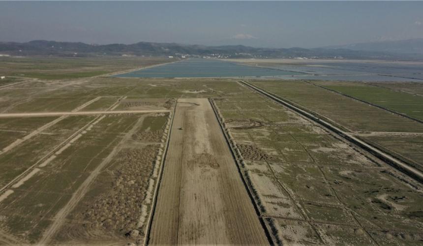 Bird's eye view of the runway of Vlora International Airport © Xhemal Xherri/PPNEA