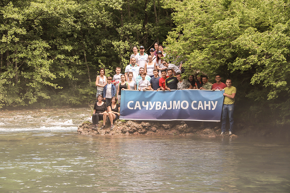 For the ninth year in a row, activists protested at the sources of the river Sana. This year they demand that the sources of Sana should be proclaimed Monument of Nature. © Viktor Bjelic